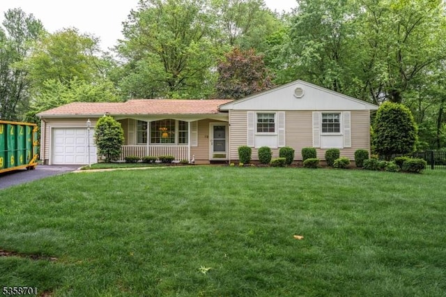 72 Brookside Dr, New Providence Boro, NJ 07974 - ranch-style house featuring covered porch, an attached garage, and driveway