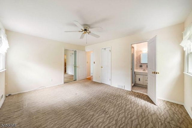 72 Brookside Dr, New Providence Boro, NJ 07974 - unfurnished bedroom featuring carpet, ensuite bath, baseboards, and ceiling fan