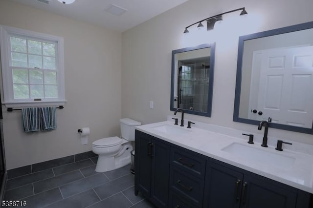 236 Berkley Ave, Montgomery Twp, NJ 08502 - full bathroom featuring toilet, tile patterned floors, double vanity, and a shower