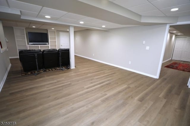 236 Berkley Ave, Montgomery Twp, NJ 08502 - living area with baseboards, a paneled ceiling, wood finished floors, and recessed lighting