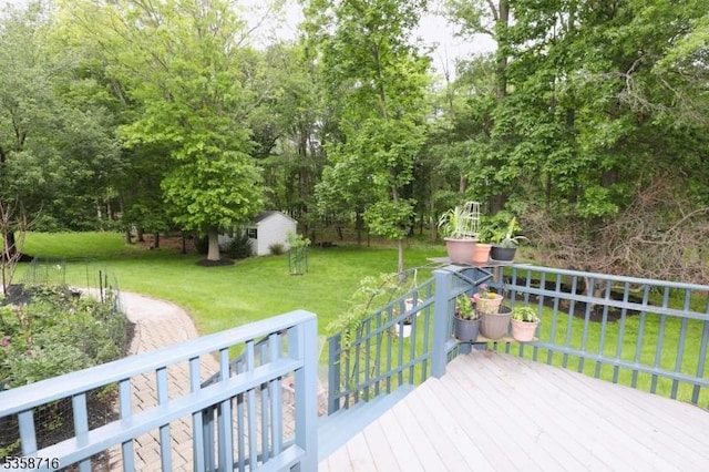 236 Berkley Ave, Montgomery Twp, NJ 08502 - wooden deck with an outdoor structure and a yard