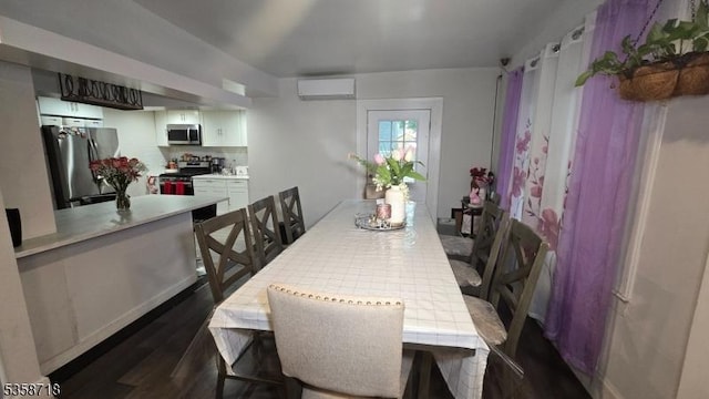 131-133 Sumner Ave, Plainfield City, NJ 07062 - dining space featuring a wall mounted air conditioner and dark wood-type flooring