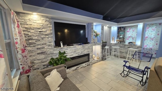 131-133 Sumner Ave, Plainfield City, NJ 07062 - tiled living area with a fireplace