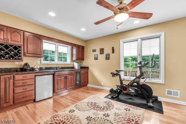 4-A Southview Rd, Randolph Twp, NJ 07869 - kitchen featuring dishwasher, baseboards, light wood finished floors, beverage cooler, and recessed lighting
