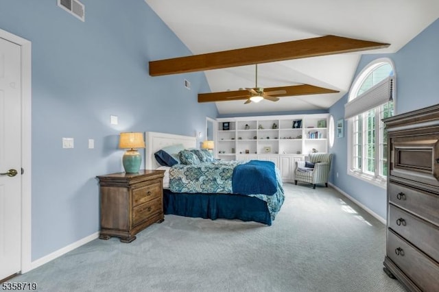 4-A Southview Rd, Randolph Twp, NJ 07869 - bedroom featuring carpet flooring, beamed ceiling, baseboards, and high vaulted ceiling