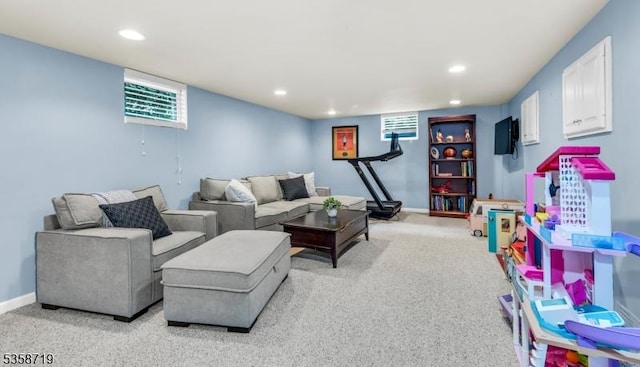 4-A Southview Rd, Randolph Twp, NJ 07869 - living area featuring light carpet, recessed lighting, and baseboards