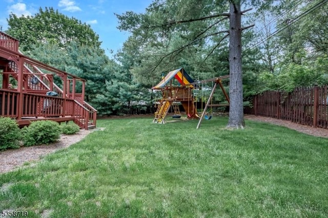 4-A Southview Rd, Randolph Twp, NJ 07869 - view of yard with a playground, a deck, and stairway