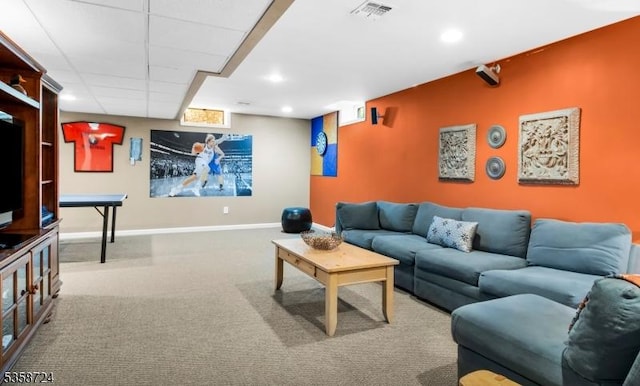 9 Blue Bird Ct, Randolph Twp, NJ 07869 - living area featuring carpet, recessed lighting, and baseboards