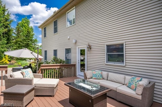 9 Blue Bird Ct, Randolph Twp, NJ 07869 - wooden terrace with outdoor lounge area