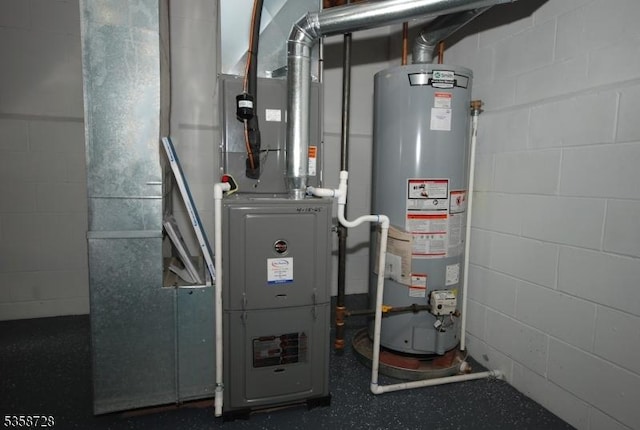 utility room with gas water heater