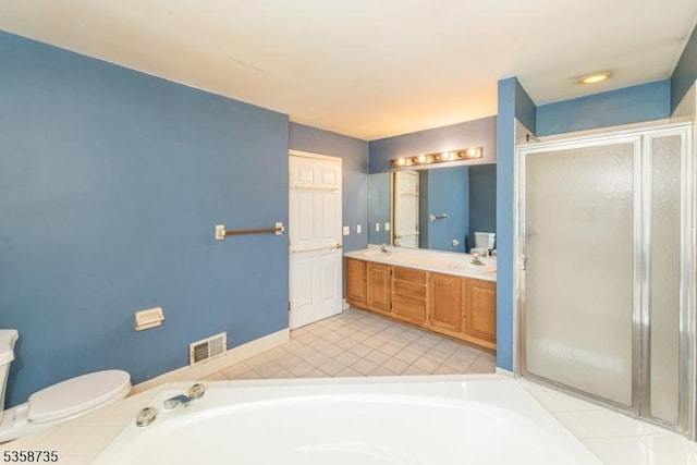 143 Crenshaw Dr, Mount Olive Twp, NJ 07836 - full bathroom with a bath, a stall shower, double vanity, and toilet