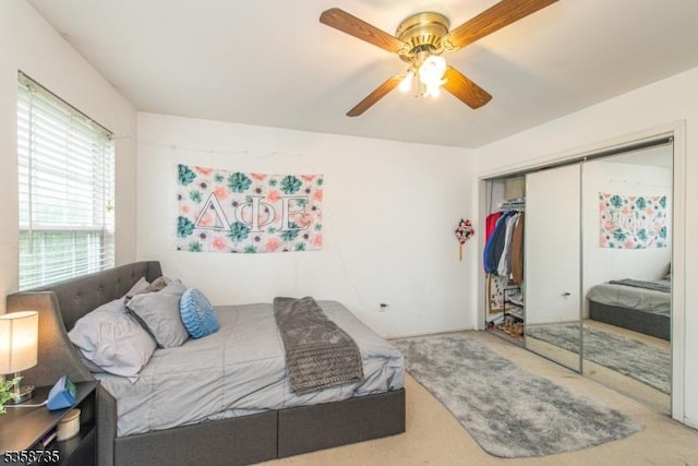 143 Crenshaw Dr, Mount Olive Twp, NJ 07836 - carpeted bedroom featuring a closet and ceiling fan