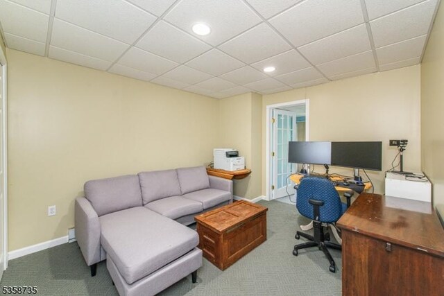 143 Crenshaw Dr, Mount Olive Twp, NJ 07836 - office with carpet, recessed lighting, a drop ceiling, and baseboards