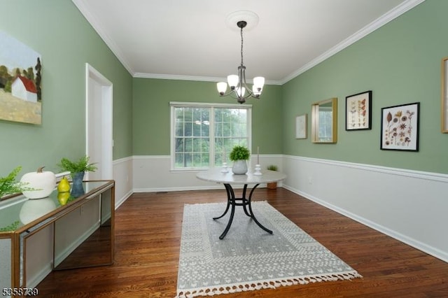 3 Firestone Ct, Montgomery Twp, NJ 08558 - dining room with a chandelier, ornamental molding, wood finished floors, and baseboards