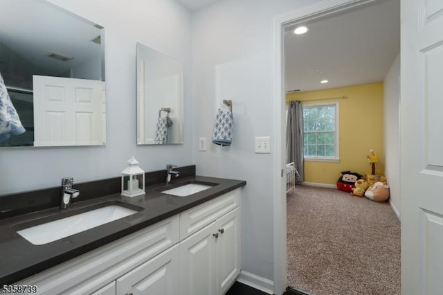 3 Firestone Ct, Montgomery Twp, NJ 08558 - full bathroom with double vanity, recessed lighting, and baseboards