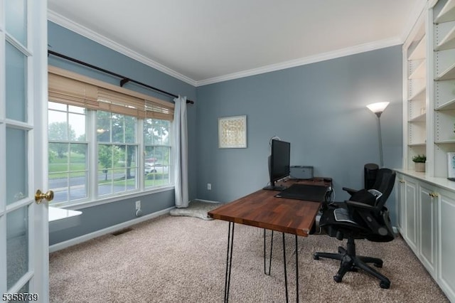 3 Firestone Ct, Montgomery Twp, NJ 08558 - carpeted office featuring ornamental molding and baseboards
