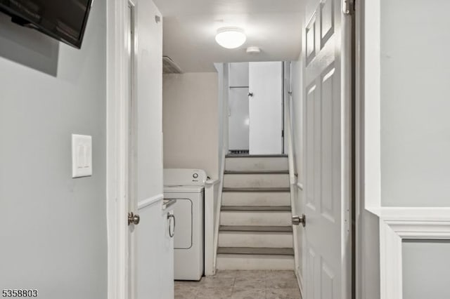 457 Valley Rd, Long Hill Twp, NJ 07933 - staircase with washer / dryer