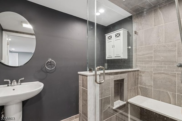 457 Valley Rd, Long Hill Twp, NJ 07933 - full bath featuring a stall shower and a sink