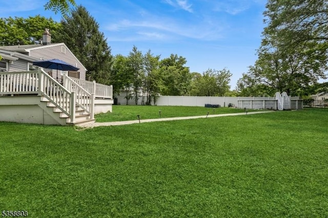 457 Valley Rd, Long Hill Twp, NJ 07933 - view of yard with a wooden deck and stairway