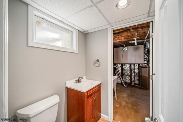 132 Hiawatha Blvd, Oakland Boro, NJ 07436 - bathroom with toilet, vanity, and a drop ceiling