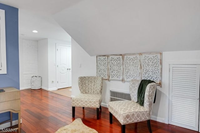 21-23 Sheridan Ave, West Orange Twp, NJ 07052 - living area featuring wood finished floors, baseboards, recessed lighting, and lofted ceiling