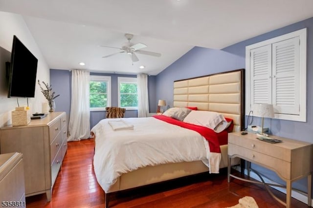 21-23 Sheridan Ave, West Orange Twp, NJ 07052 - bedroom with wood finished floors, lofted ceiling, ceiling fan, and recessed lighting
