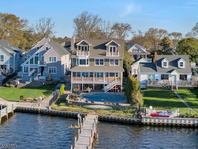599 Point Ave, Brick Twp, NJ 08724 - back of property with a residential view, a water view, and stairs