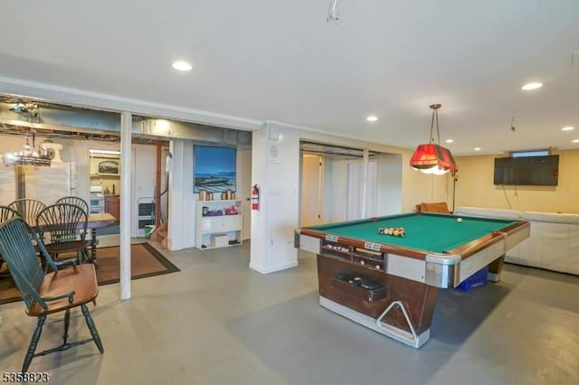 599 Point Ave, Brick Twp, NJ 08724 - game room with concrete flooring, billiards, and recessed lighting