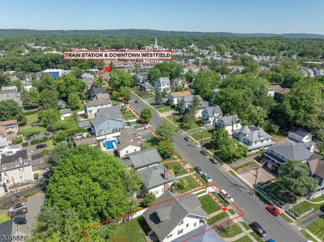 530 Summit Ave, Westfield Town, NJ 07090 - aerial perspective of suburban area featuring property parcel outlined