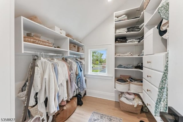 530 Summit Ave, Westfield Town, NJ 07090 - spacious closet with wood finished floors and vaulted ceiling