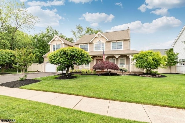 411 Arlington Ave, South Plainfield Boro, NJ 07080 - view of front of property with driveway, a front lawn, a garage, and covered porch