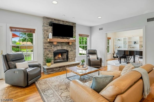 1364 Springfield Ave, New Providence Boro, NJ 07974 - living room featuring light wood-style floors, a fireplace, and recessed lighting