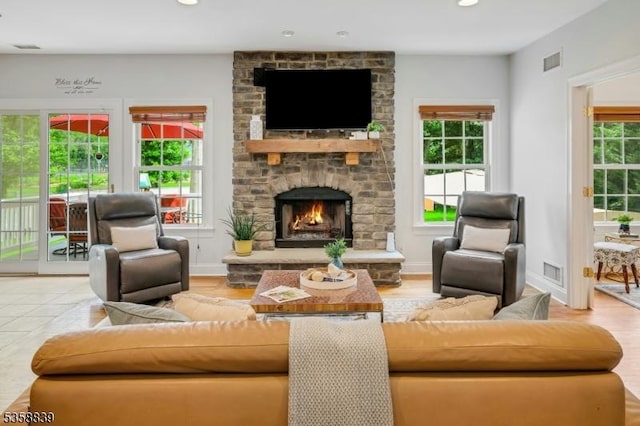 1364 Springfield Ave, New Providence Boro, NJ 07974 - living area featuring a fireplace and recessed lighting
