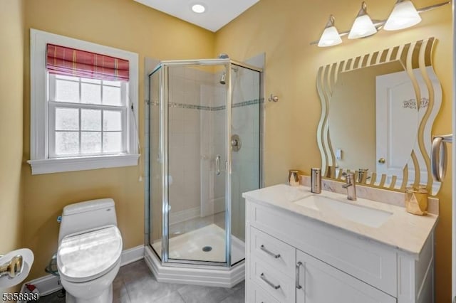 1364 Springfield Ave, New Providence Boro, NJ 07974 - bathroom with vanity, a shower stall, and tile patterned flooring
