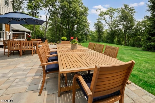 6 Ironia Rd, Chester Twp, NJ 07836 - view of patio with outdoor dining area and view of scattered trees