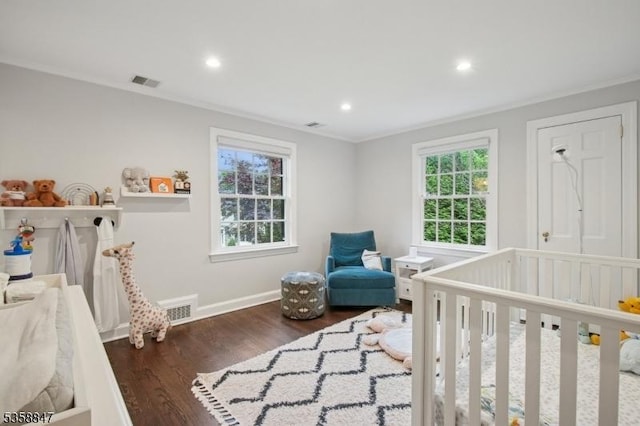 47 Barnsdale Rd, Millburn Twp, NJ 07078 - bedroom featuring crown molding, wood finished floors, recessed lighting, and baseboards