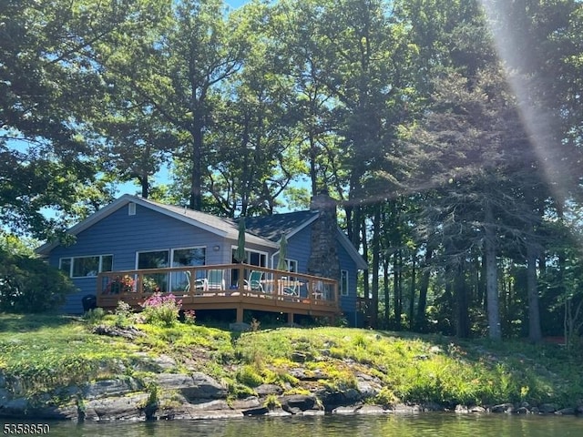 120 Island Rd, Vernon Twp, NJ 07422 - rear view of property featuring a deck with water view