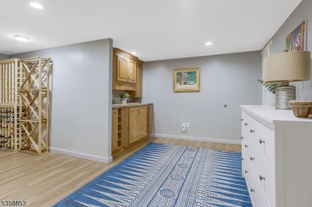439 Mountain View Rd, Franklin Twp, NJ 08802 - kitchen featuring light wood-style floors, baseboards, recessed lighting, and light countertops