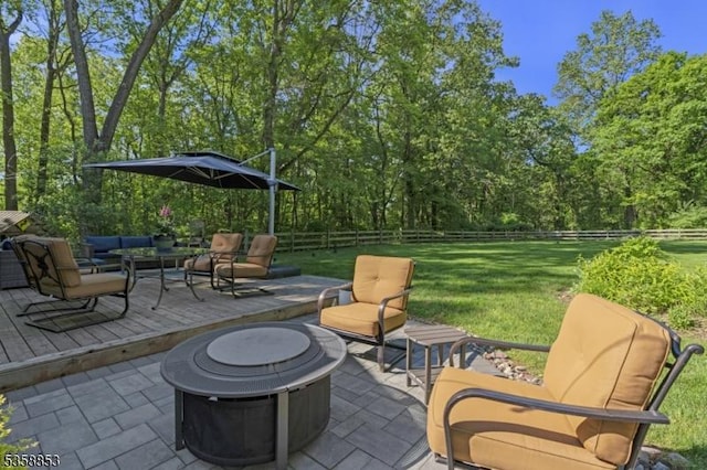 439 Mountain View Rd, Franklin Twp, NJ 08802 - view of patio featuring an outdoor living space with a fire pit
