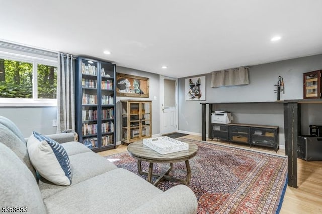 439 Mountain View Rd, Franklin Twp, NJ 08802 - living room featuring recessed lighting, wood finished floors, and baseboards