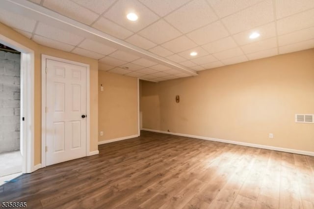 182 Dakota Dr, Andover Twp, NJ 07848 - empty room with wood finished floors, baseboards, a paneled ceiling, and recessed lighting