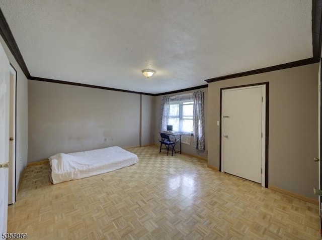 1068 Robin Rd, Hillsborough Twp, NJ 08844 - unfurnished bedroom with ornamental molding and a textured ceiling