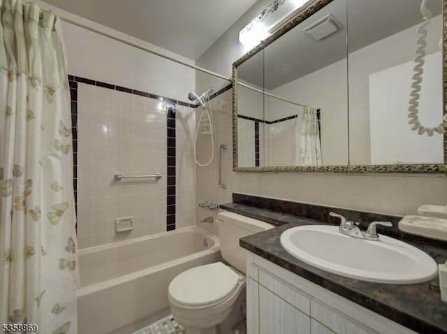 1068 Robin Rd, Hillsborough Twp, NJ 08844 - full bathroom with shower / bath combo, vanity, and tasteful backsplash
