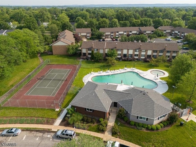 1068 Robin Rd, Hillsborough Twp, NJ 08844 - bird's eye view of a pool and a forest