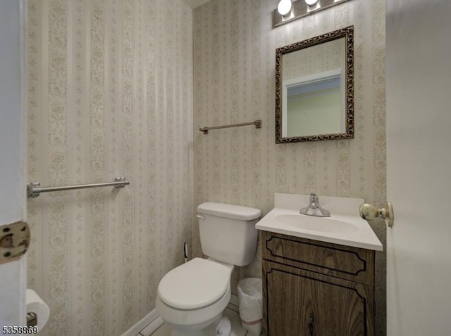 1068 Robin Rd, Hillsborough Twp, NJ 08844 - half bath featuring vanity and wallpapered walls