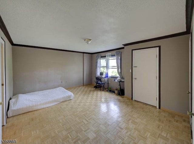 1068 Robin Rd, Hillsborough Twp, NJ 08844 - unfurnished bedroom with ornamental molding and a textured ceiling