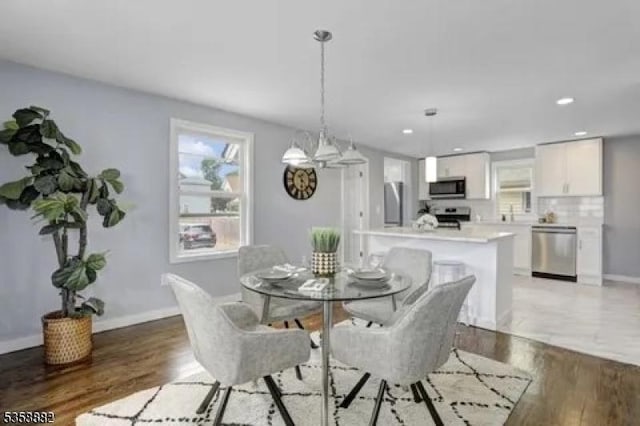 39 Emma St, Plainfield City, NJ 07063 - dining space with light wood-style floors, recessed lighting, and baseboards
