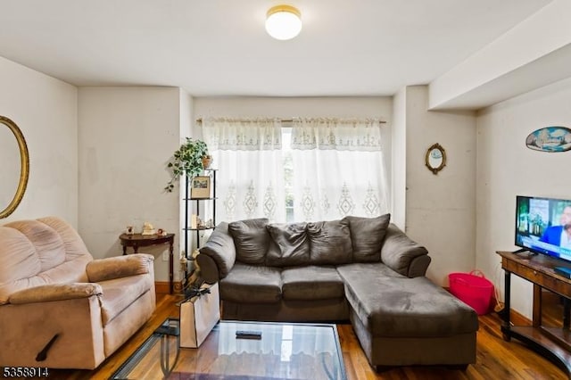 living area with wood finished floors