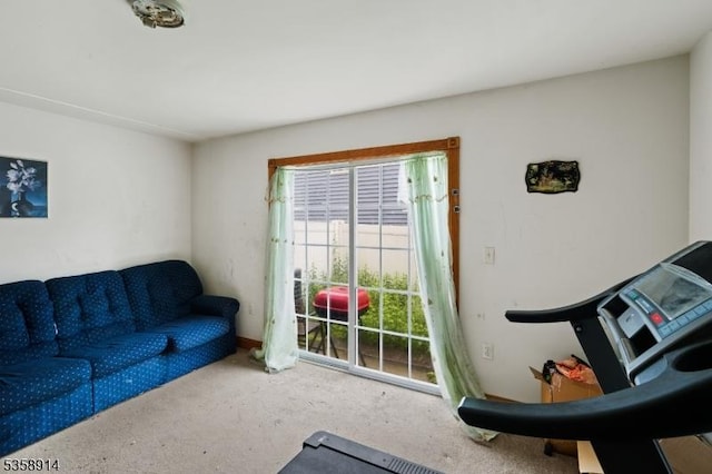 living room featuring carpet