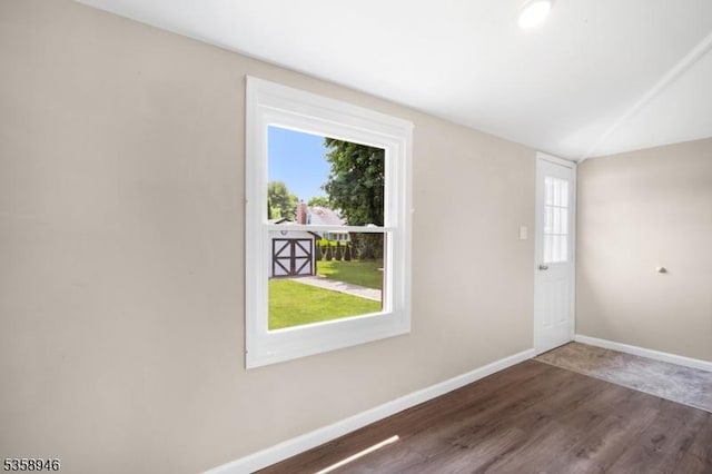 3 Raritan Ave, Roxbury Twp, NJ 07852 - unfurnished room featuring plenty of natural light, baseboards, wood finished floors, and vaulted ceiling